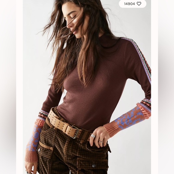 NWOT Free People Sienna Switch It Up Cuff Thermal Top XL - Picture 3 of 13